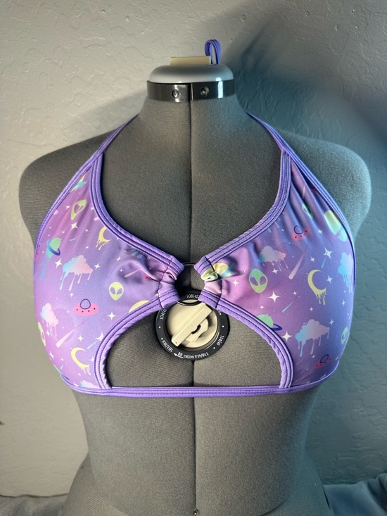 Rolita Couture Tops - Purple Alien Print Crop Halter Top